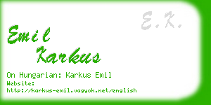 emil karkus business card